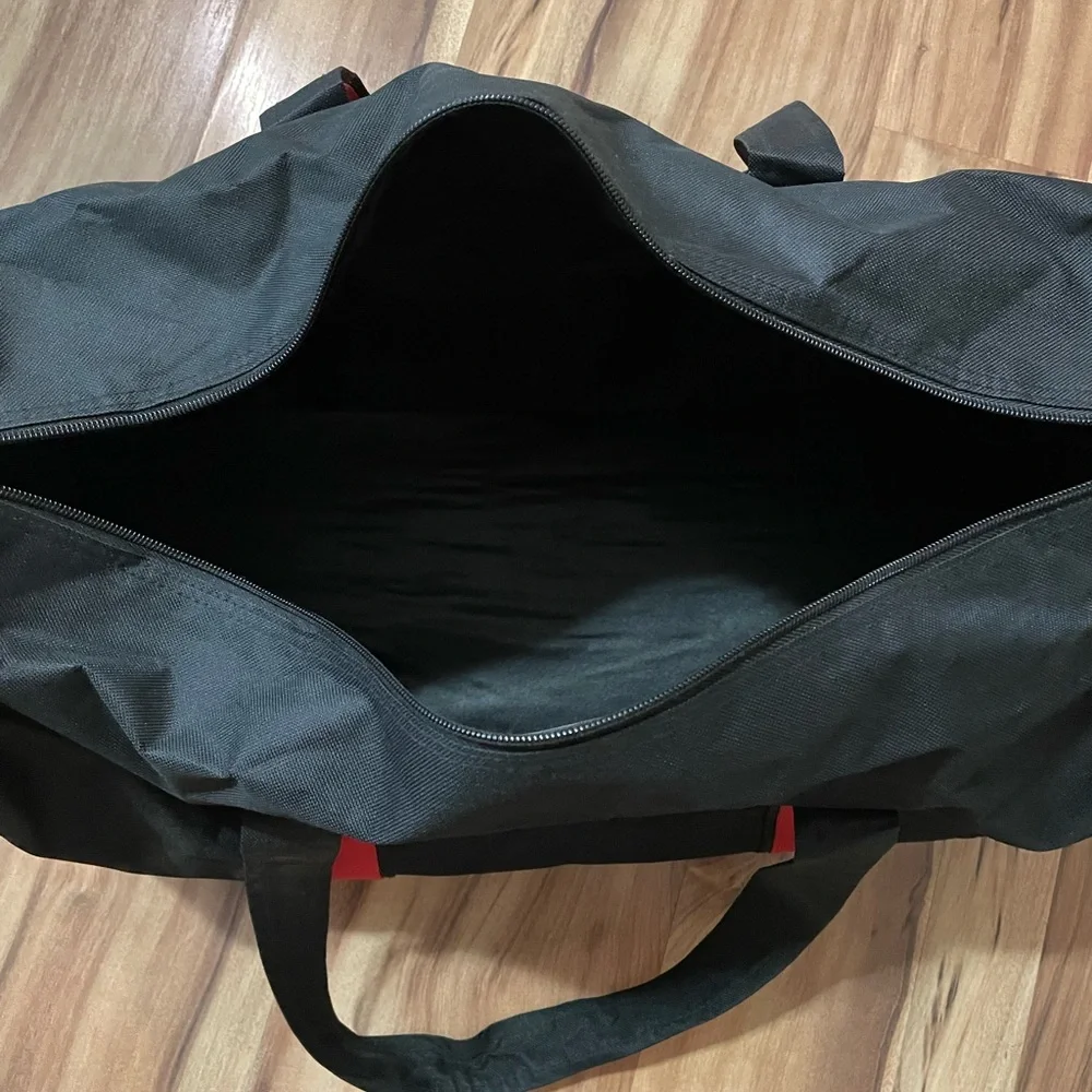True Religion Black Travel Bag with Red Straps